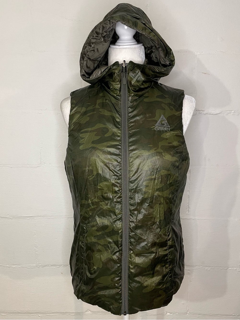 Gerry Olive Green Camo Hooded Packable Vest